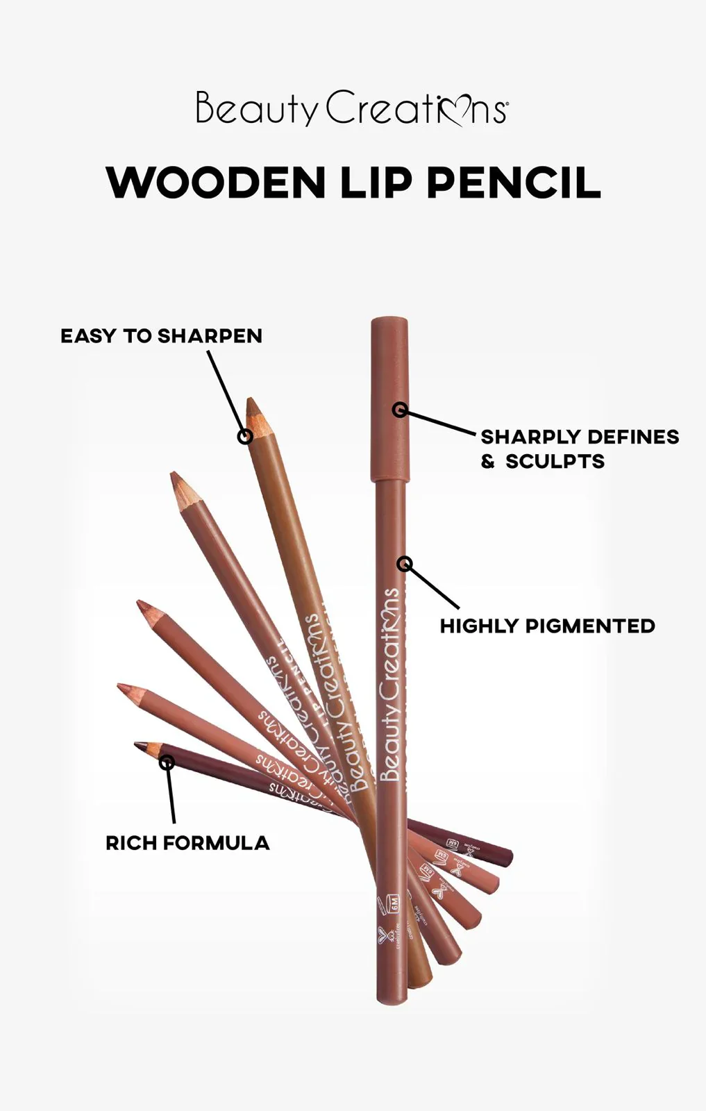 Beauty Creations Wooden Lápiz de labios - Image 14