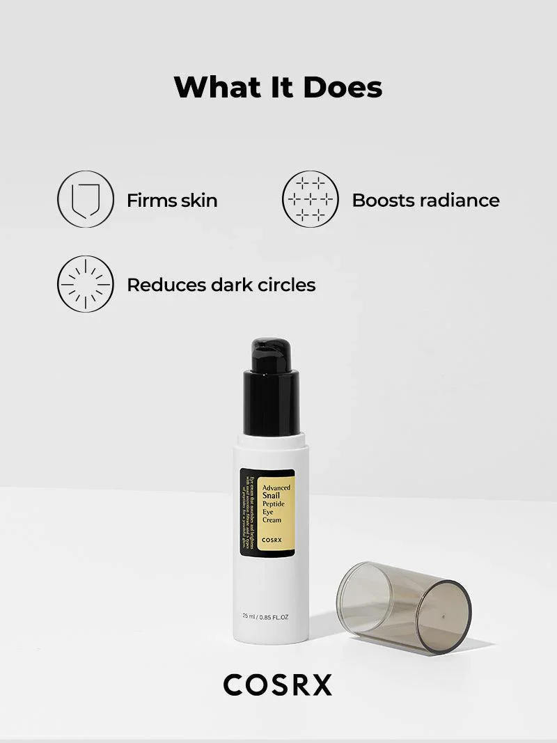 COSRX Snail Mucin Peptide Under Eye Cream 25ml 73.7% de mucina de caracol y niacinamida, crema de ojos antienvejecimiento - Image 3