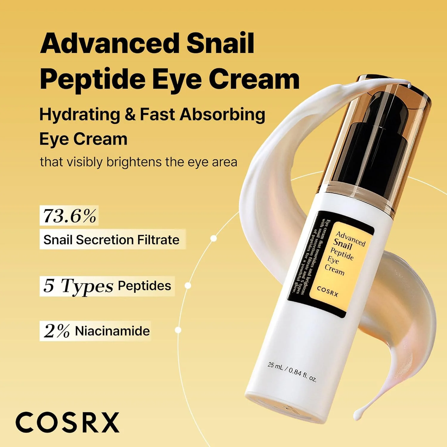 COSRX Snail Mucin Peptide Under Eye Cream 25ml 73.7% de mucina de caracol y niacinamida, crema de ojos antienvejecimiento - Image 9