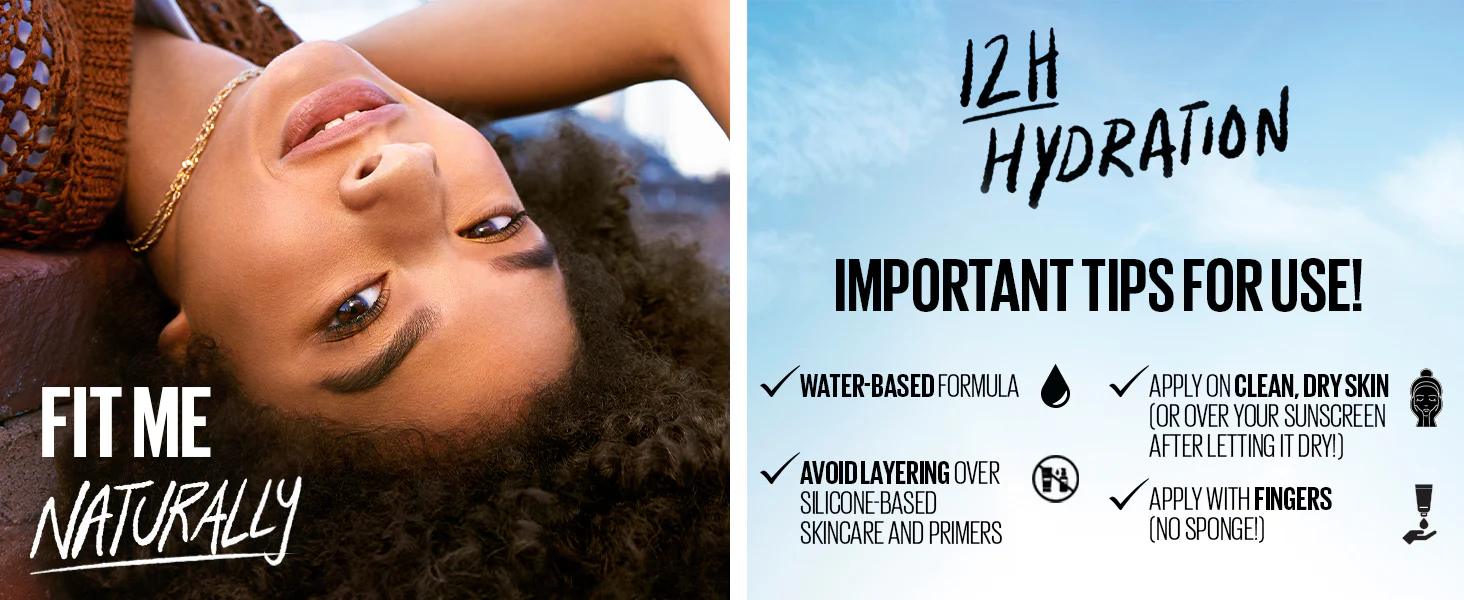 Maybelline Fit Me Crema hidratante tintada, cobertura natural, maquillaje facial - Image 6